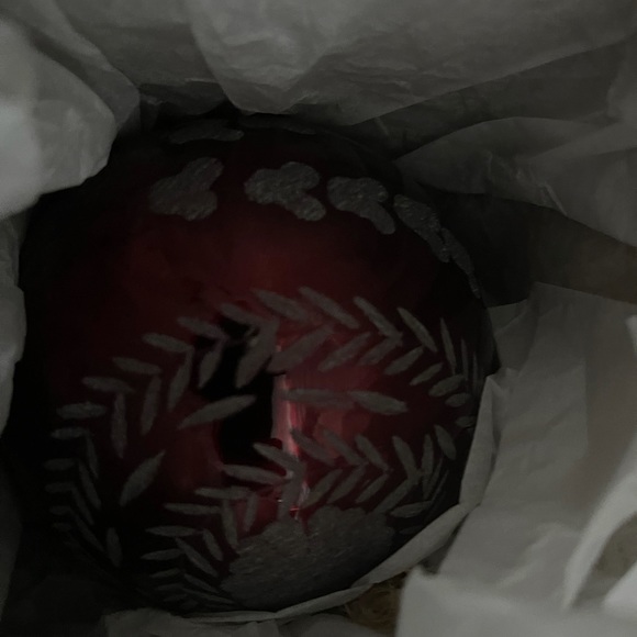 New Pottery Barn Red Etched Mercury Ball Christmas Ornament Decor 4” #1 - Picture 11 of 12